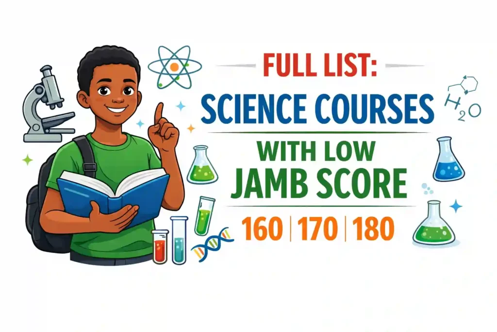 Full list of science courses you can study with low JAMB score (160, 170, 180) in 2026. See courses, universities, and admission tips for Nigeria.