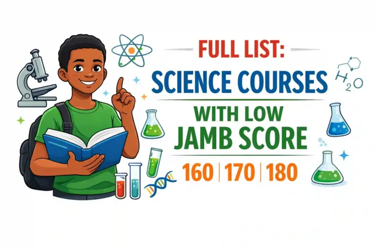 Full list of science courses you can study with low JAMB score (160, 170, 180) in 2026. See courses, universities, and admission tips for Nigeria.