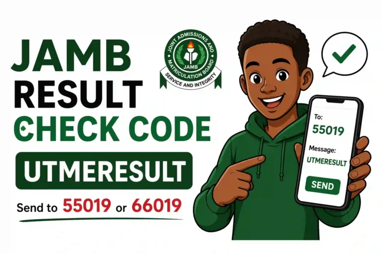 Code to check JAMB result using UTMERESULT via SMS 55019 or 66019