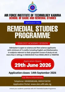 AFIT Remedial Studies Admission Form 2026/2027 Now on Sale as Applications Open