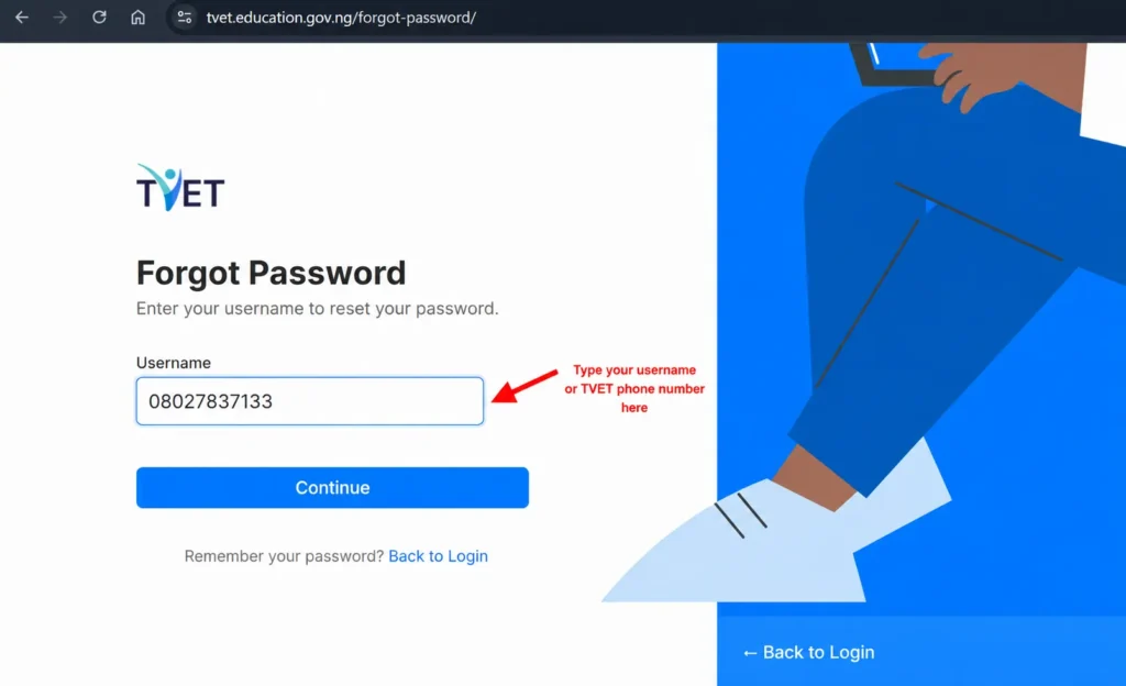 I forgot it, how do i retrieve my TVET password