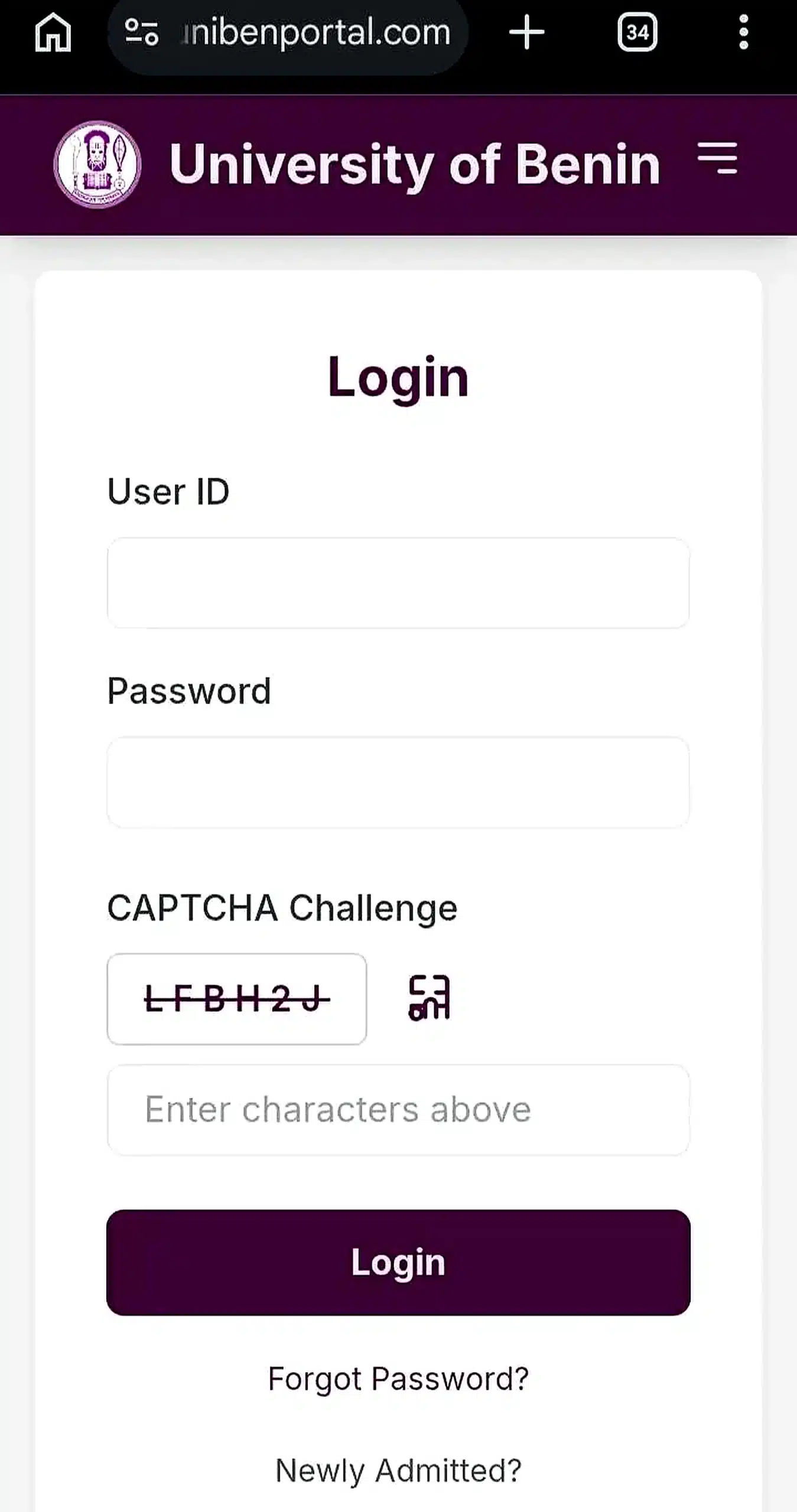 University of Benin (UNIBEN) Post UTME Portal 2026/2027 guide. Learn how to log in, check your screening result, monitor the admission list, use JAMB CAPS, and complete your admission process.